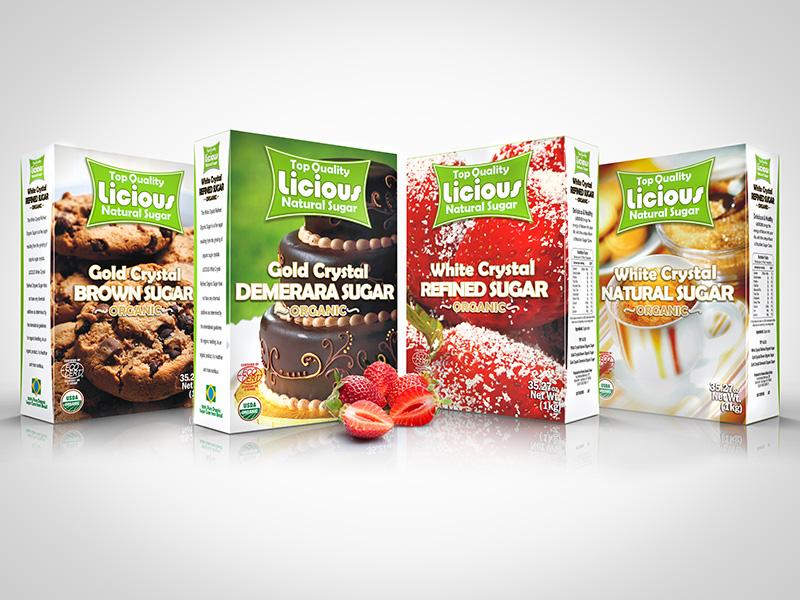 Licious: Marca e Embalagens para Linha de Açúcares de Cana de Açúcar Brasileira